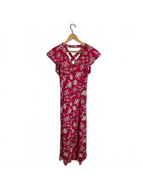 Vintage Chiasso 80/90s hot pink tropical crossback detail maxi dress